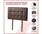 PU Leather Single Bed Deluxe Headboard Bedhead - Brown