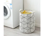 Laundry Hamper Round Storage Basket Collapsible made of Cotton Fabric Laundry Basket Waterproof-White prism
