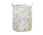 Waterproof Round Laundry Basket Collapsible Laundry Hamper with Handles Printing Household Basket-Yellow