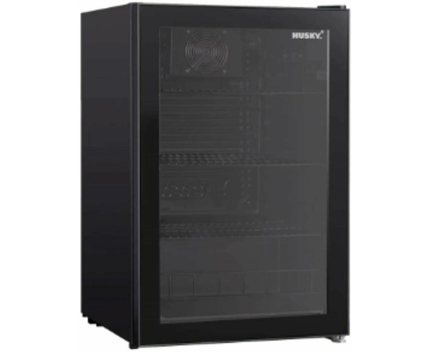 Husky 130L Single Glass Door Indoor Bar Fridge in Black (HUS130CNBLK)