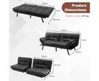 Giantex Convertible Sofa Bed PU Leather Lounge Futon Couch Adjustable Armrest/Backrest, Black