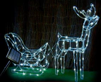 Stockholm Christmas Lights 160 LEDs Solar Sleigh Reindeer Fairy Outdoor Garden Xmas 145CM