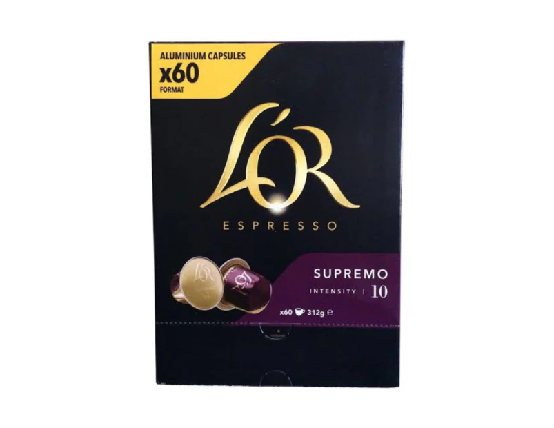 L'or Espresso Supremo Intensity 10 Coffee Pods Nespresso Compatible Capsules 60 pack