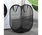 Laundry Baskets Foldable Pop Up Mesh Washing Laundry Bag Large Storage Basket Bin Hamper Storage Organizer-Black