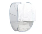 Large Storage Basket Foldable Pop Up Laundry Baskets Mesh Washing Laundry Bag Bin Hamper Storage Organizer-White