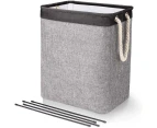 Laundry Basket Laundry Hamper with Support Rods and Rope Handles Freestanding Laundry Baskets Linen Hampers-Grey+Black