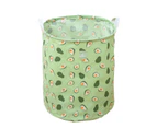 Washing Basket Round Simple Hemp Storage Waterproof Cotton Lightweight Durable Multipurpose Foldable -Green