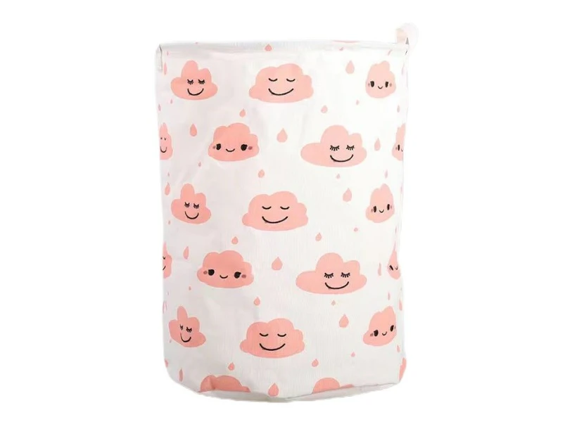 Laundry Hamper Storage Basket Bin with Handles Canvas Waterproof lining for Household Items-Pink