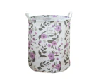 Laundry Basket Collapsible Laundry Hamper with Handles Waterproof Round Printing Household Basket-Purple