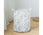 Collapsible Laundry Basket Laundry Hamper with Handles Waterproof Round Printing Household Basket-Green