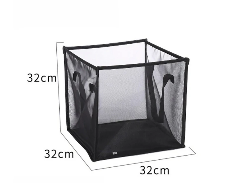 Pop Up Laundry Baskets Mesh Collapsible Laundry Hampers Storage with Handle Foldable for Washing Storage-Black