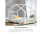 Oikiture Kids Bed Frame With Single Mattress Set White