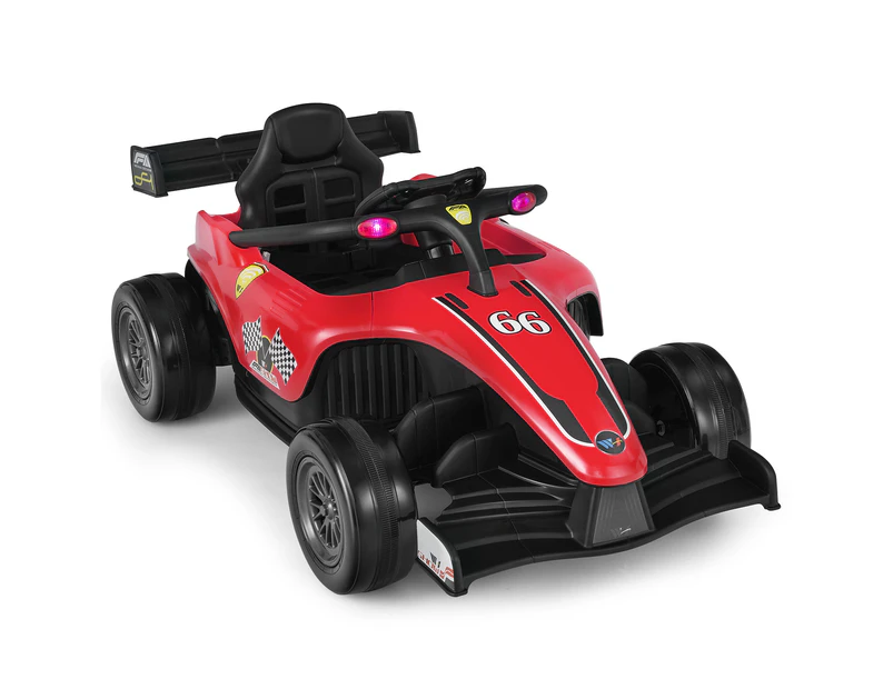 Costway 12V Kids Ride On Car Electric Race Truck Remote Vehicle Toy Go Karts w/LED Lights Music Red