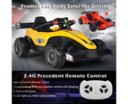Costway 12V Kids Ride On Car Electric Race Truck Remote Vehicle Toy Go Karts w/LED Lights Music Yellow