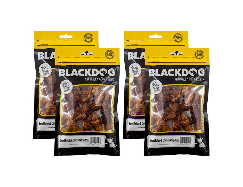 4x Blackdog Sweet Potato & Chicken Wrap Pet/Dog Treat/Food/Reward/Snacks150g