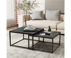 UNHO 2PCS Marble Nesting Tables Home Living Room Center Tables Nested Coffee Table - Black