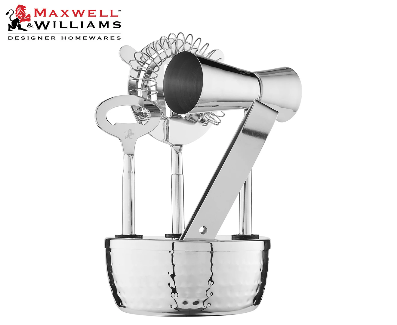 Maxwell & Williams 5-Piece Cocktail & Co. Lexington Hammered Bar Tool Set