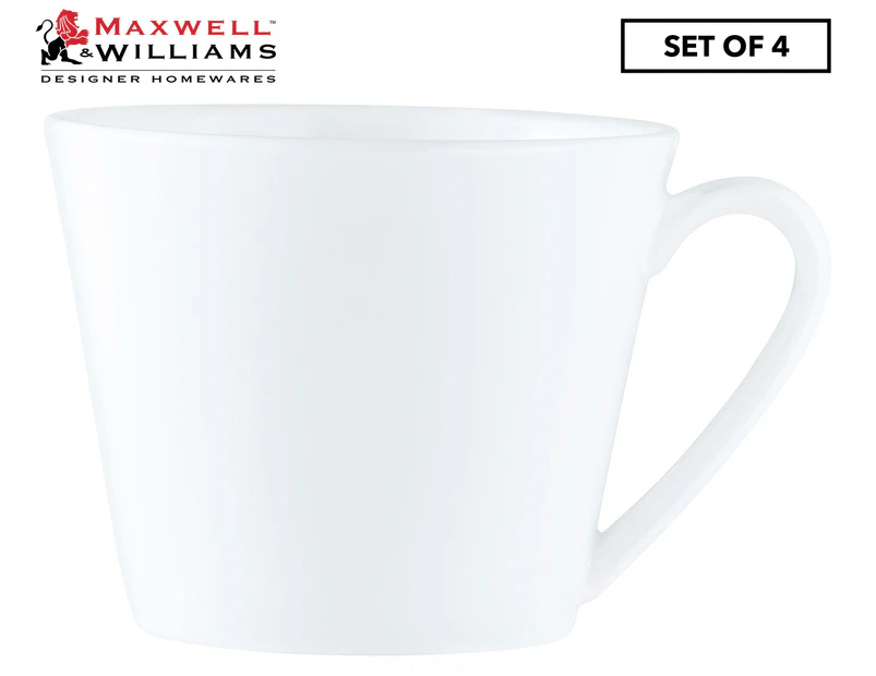 Set of 4 Maxwell & Williams 450mL Cashmere Short Mugs - White