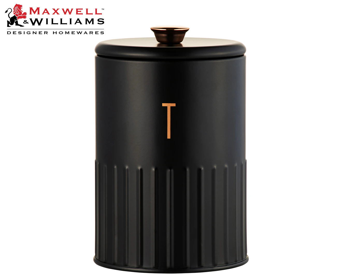 Maxwell & Williams Astor Tea Canister 11x17cm 1.35L - Black