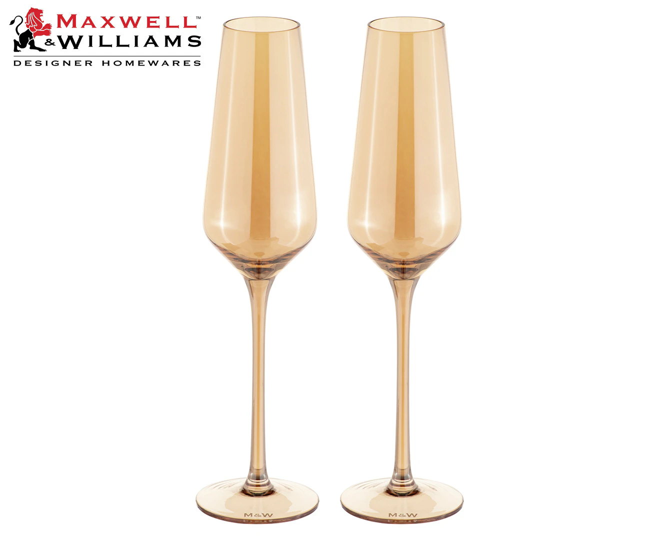 Set of 2 Maxwell & Williams 230mL Glamour Flutes - Gold