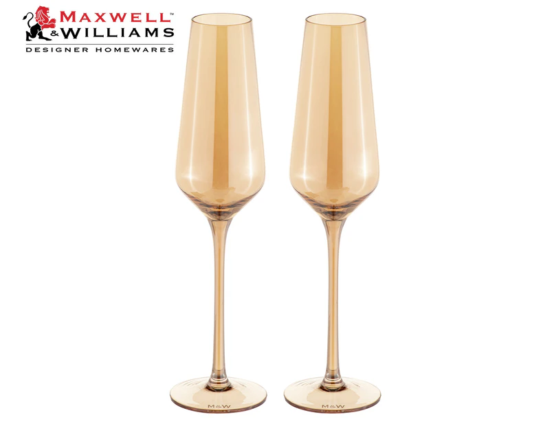 Set of 2 Maxwell & Williams 230mL Glamour Flutes - Gold