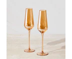 Set of 2 Maxwell & Williams 230mL Glamour Flutes - Gold