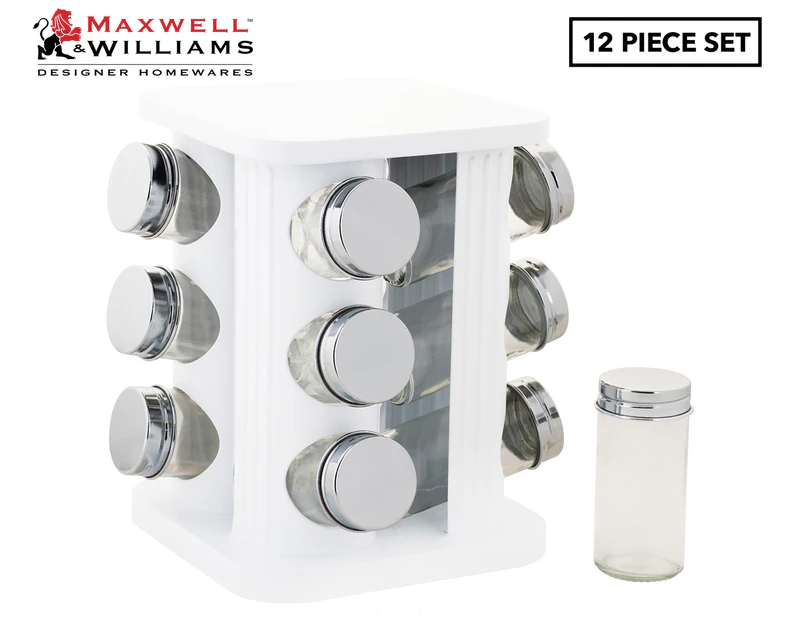 Maxwell Williams Astor Spice Rack w 12 Spice Jars White Catch