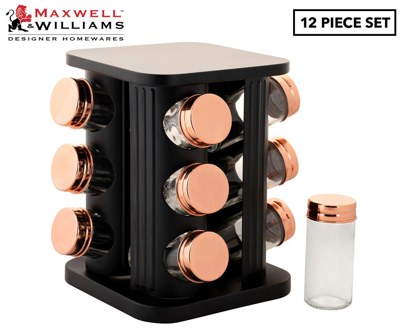 Maxwell Williams Astor Spice Rack 12pc - Black