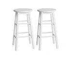 Bar Stools Set of 2 Kitchen Stool Chairs 61cm White