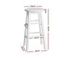 Bar Stools Set of 2 Kitchen Stool Chairs 61cm White