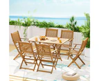 Gardeon Outdoor Dining Set 7 Piece Wooden Table Chairs Setting Foldable