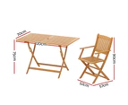 Gardeon Outdoor Dining Set 7 Piece Wooden Table Chairs Setting Foldable