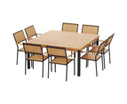 Gardeon Outdoor Dining Set 9 Piece Wooden Table Chairs Setting