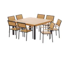 Gardeon Outdoor Dining Set 9 Piece Wooden Table Chairs Setting