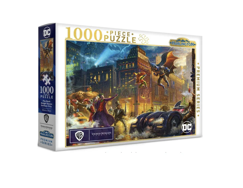 1000pc Harlington Thomas Kinkade Puzzle The Dark Knight Gotham City 8y+ 69x50cm