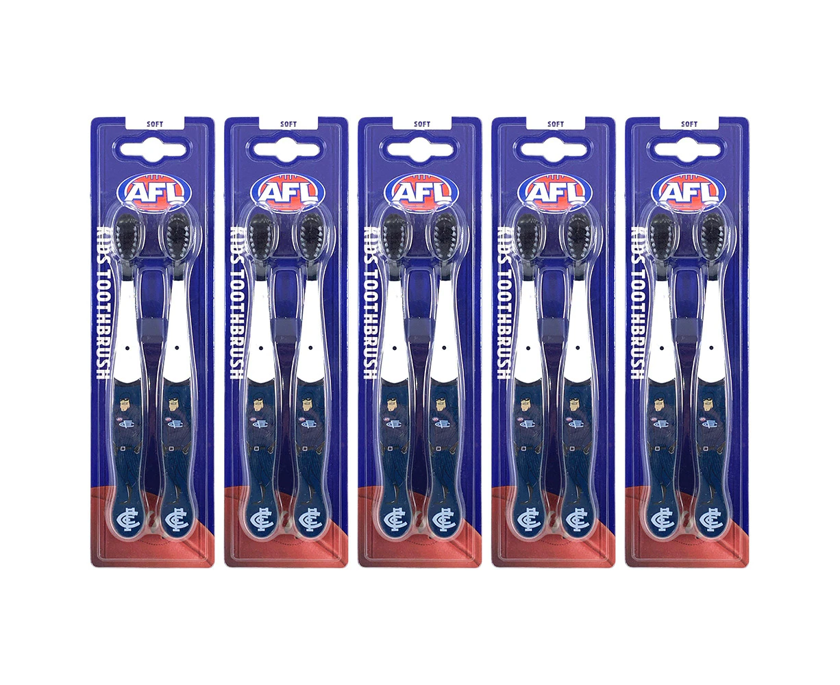 10pc AFL Mascot Kids/Children Soft Bristles Toothbrush Carlton Blues 3y+