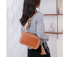 Small Crossbody Purse for Women Triple Zip Cell Phone Leather Handbag with Colored Shoulder Strap.