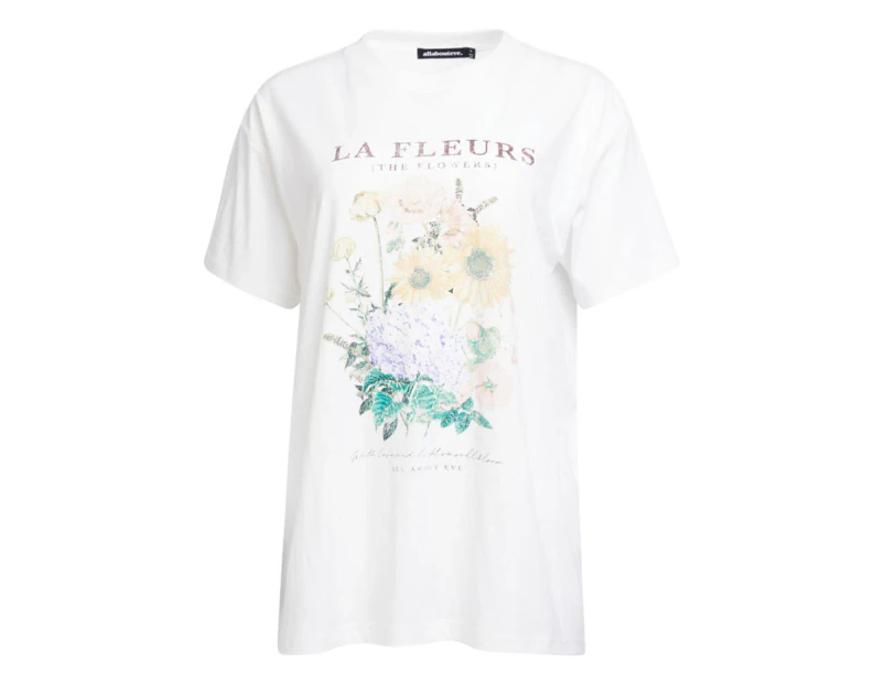 All About Eve Women's La Fleurs Tee / T-Shirt / Tshirt - White