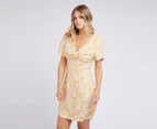 All About Eve Women's Meadow Twist Mini Dress - Yellow Print