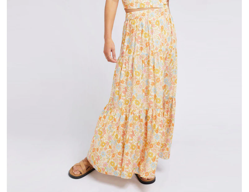 All About Eve Women's Meadow Maxi Skirt - Yellow Print