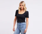 All About Eve Women's Fitted Rib Tee / T-Shirt / Tshirt - Black