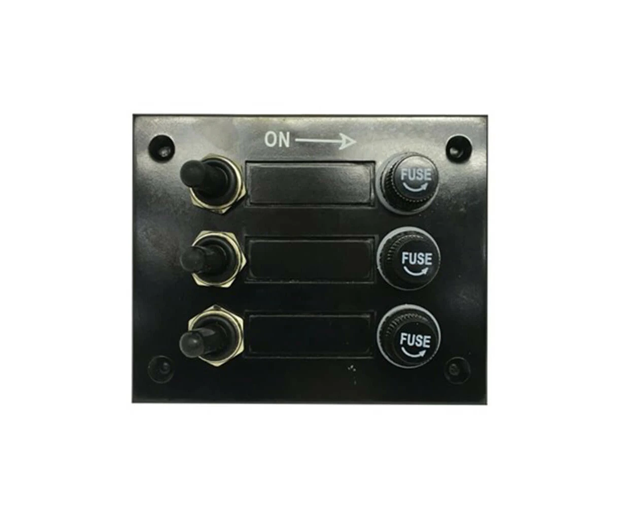 3-Way Switch Panel with Fuses and Ingress Protection 15A Switch Rating