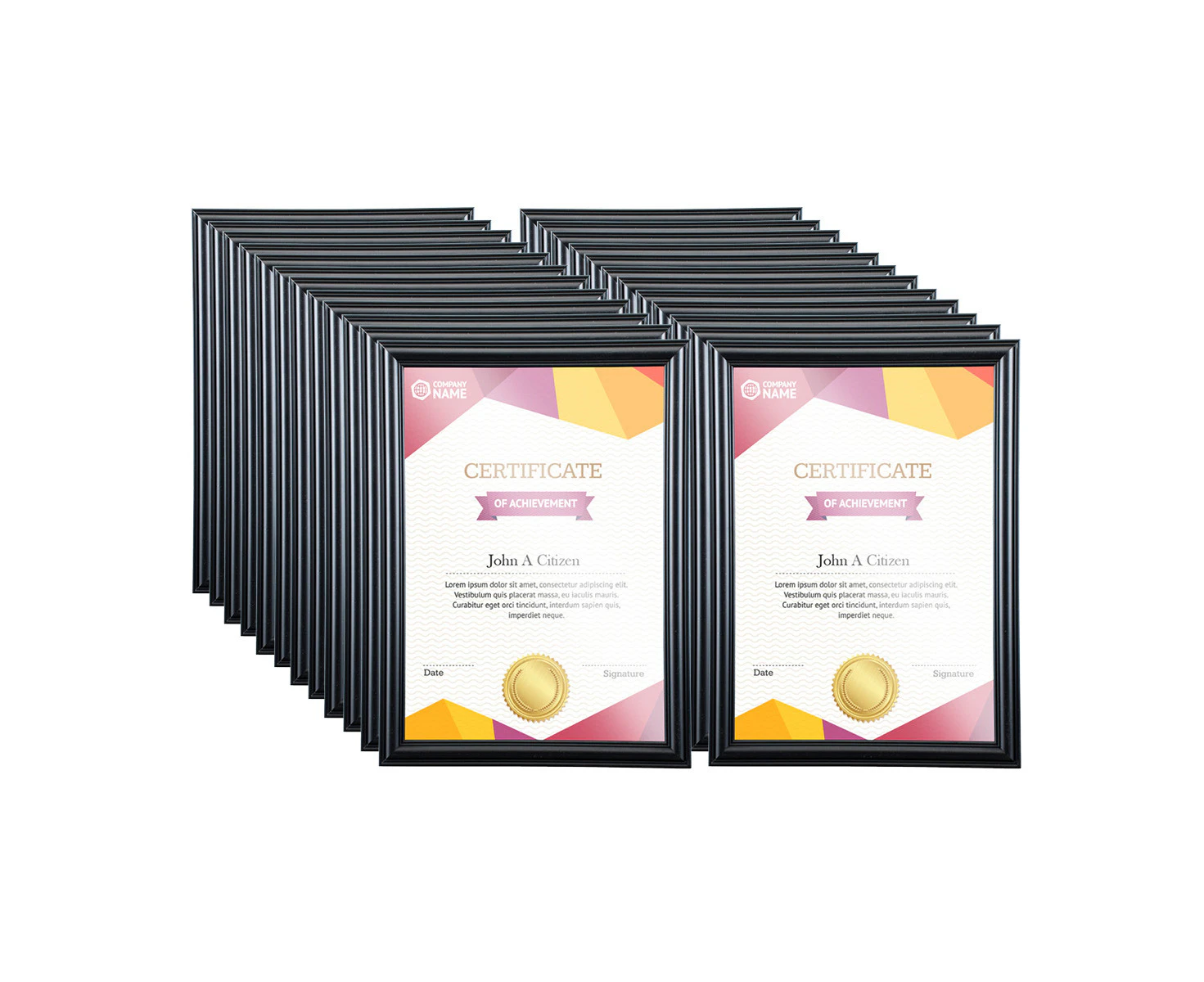 Home Master 24PCE A4 Document & Certificate Frame Matte Black Bevel Edges - Black