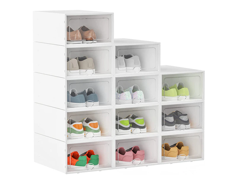 Advwin Plastic Shoe Box 15/27/30/40/45 Pack Stackable Foldable Shoe Cabinet Sneaker Display Box Clear