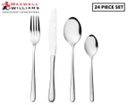 24pc Maxwell & Williams Leveson Stainless Steel Cutlery Utensil Set Silver