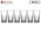 Set of 6 Maxwell & Williams 360mL Empire Highball Glasses - Clear