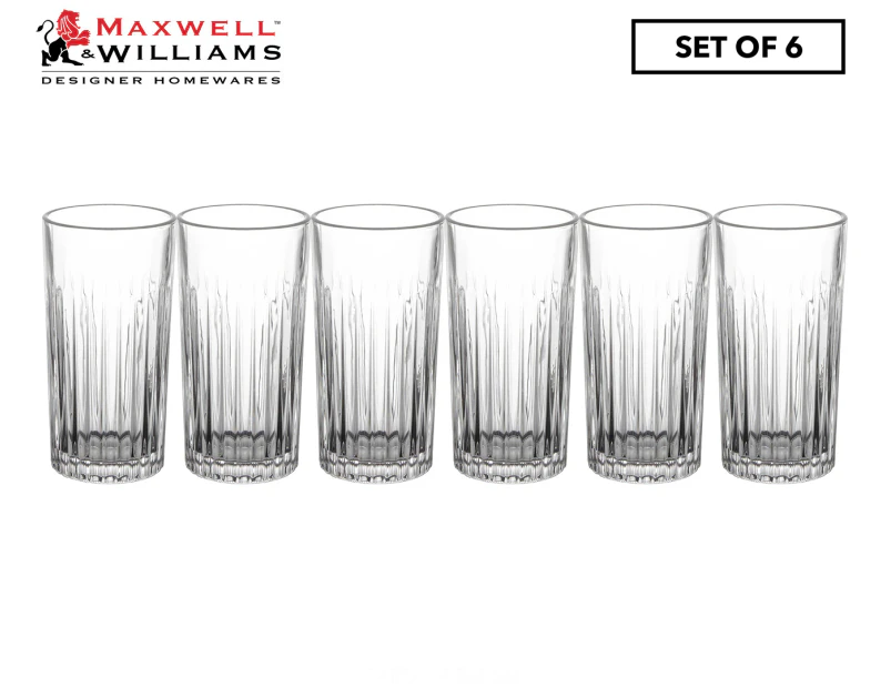 Set of 6 Maxwell & Williams 360mL Empire Highball Glasses - Clear