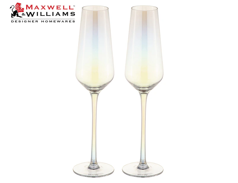 Set of 2 Maxwell & Williams 230mL Glamour Flutes - Iridescent