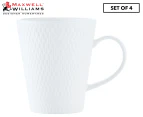 Set of 4 Maxwell & Williams 350mL White Basics Diamonds Conical Mugs