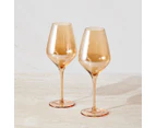 Set of 2 Maxwell & Williams 520mL Glamour Wine Glasses - Gold